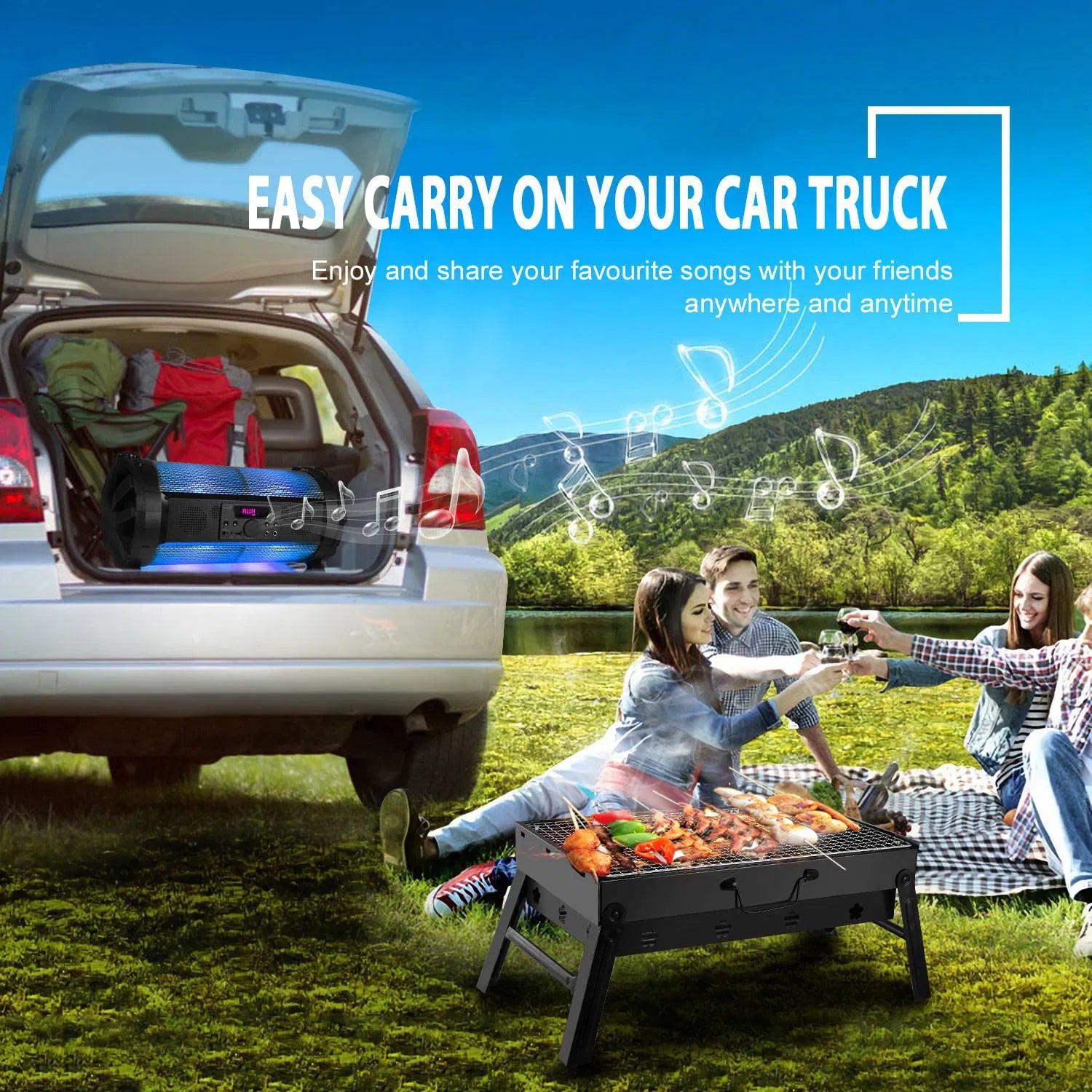 Portable BBQ Grill Foldable Charcoal Grill Lightweight Smoker Grill For Camping Picnics Garden Grilling